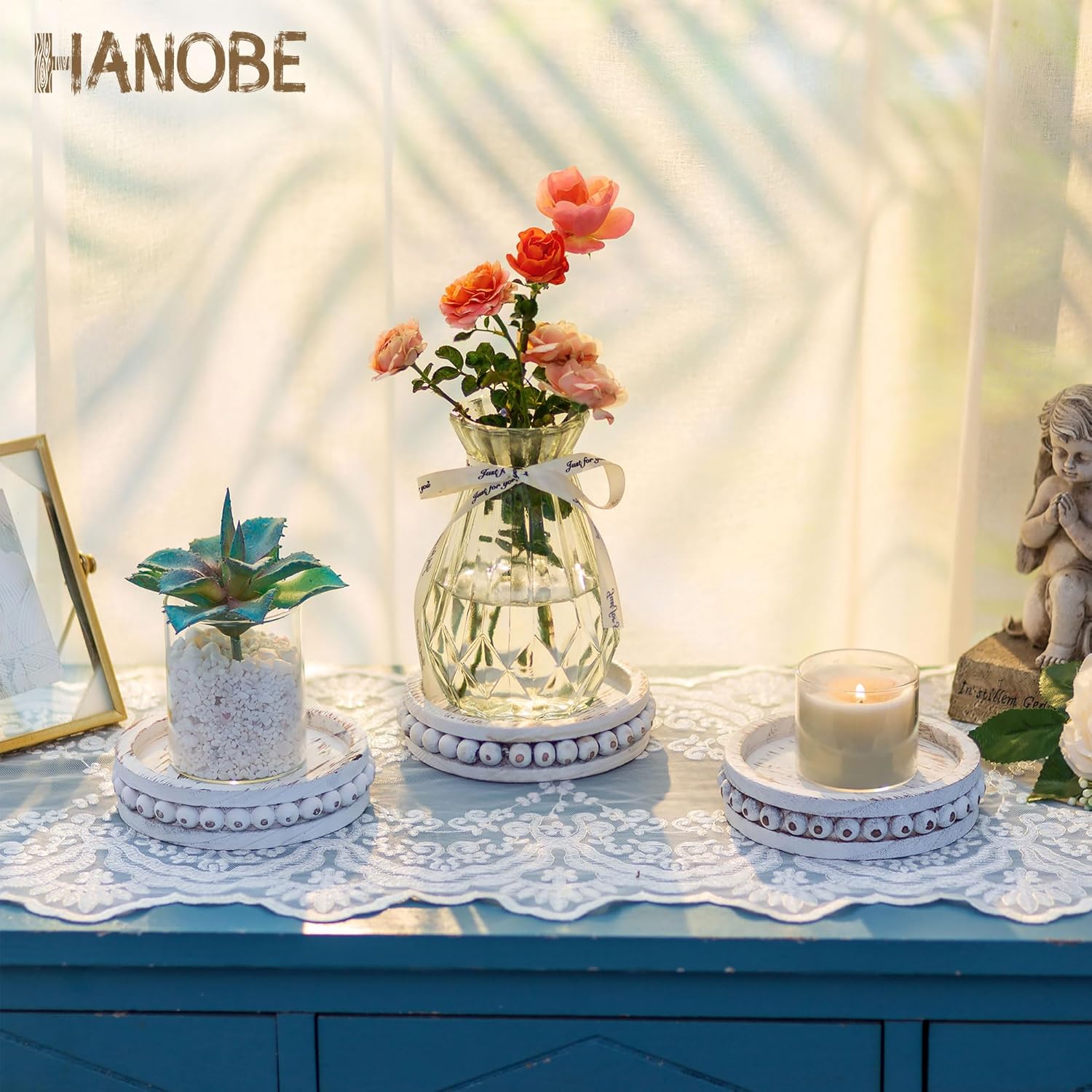 Farmhouse Wood Pillar Candle — 5.11" - View 7