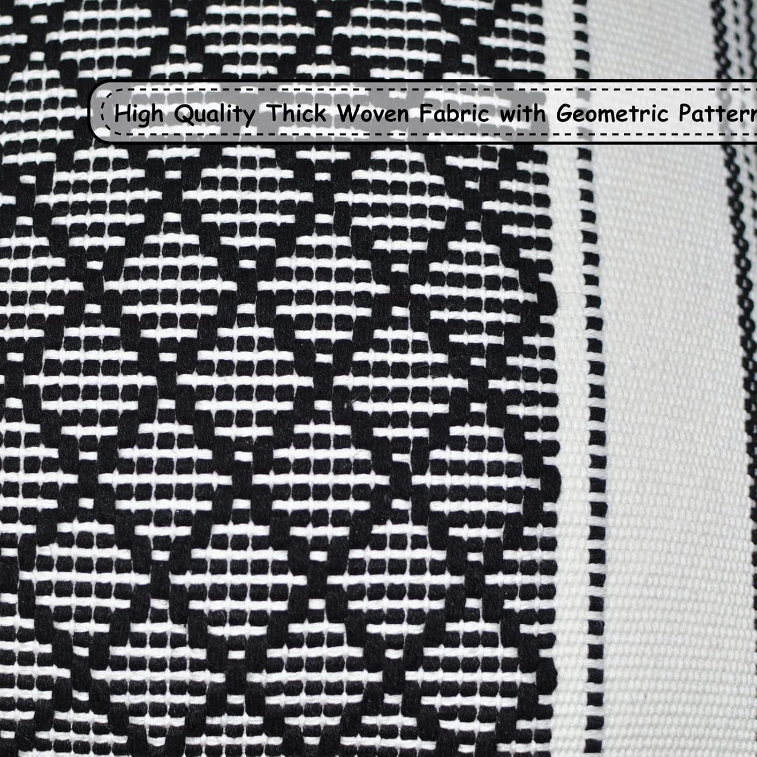 Boho Black Throw Pillow Cover — 20" - View 4