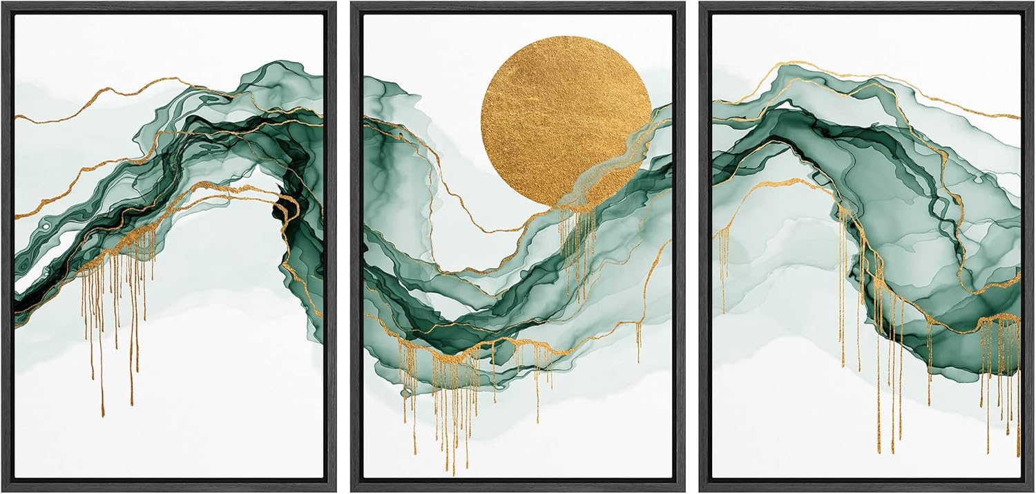 Framed Farmhouse Fabric Wall Art — 24" — 24" x 36" x 3 Panels BLACK