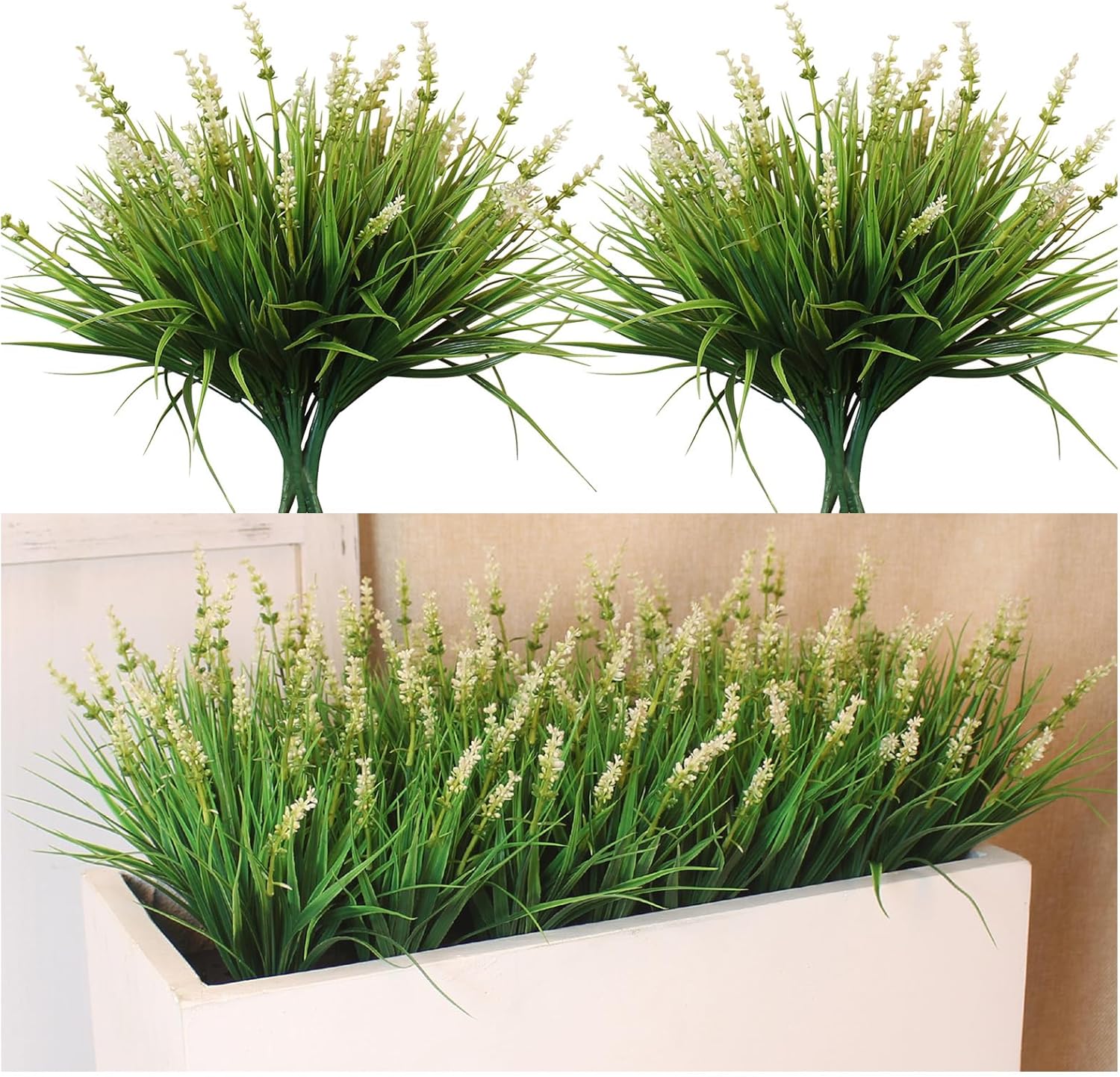 Green Artificial Flowers — White