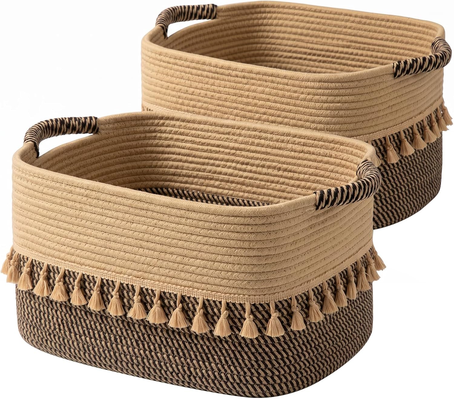 Boho Black Vase — Set of 3 — Black & Jute