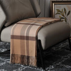 Beige Throw Pillow — Camel Tartan