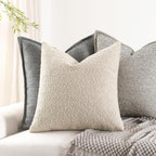 Boucle Beige Throw Pillow Cover — 22" - View 5