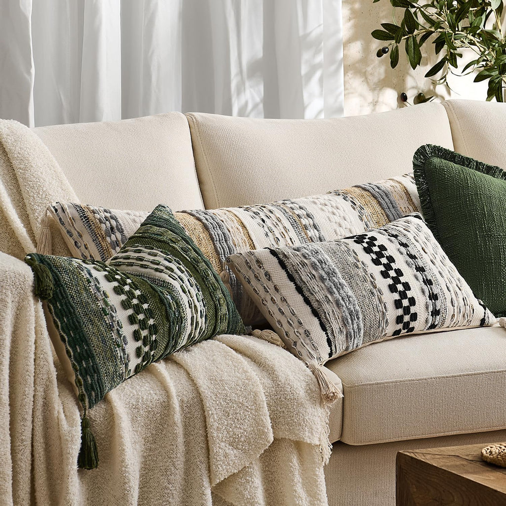 Tufted Boho Beige Throw Pillow Cover — 20" - View 6