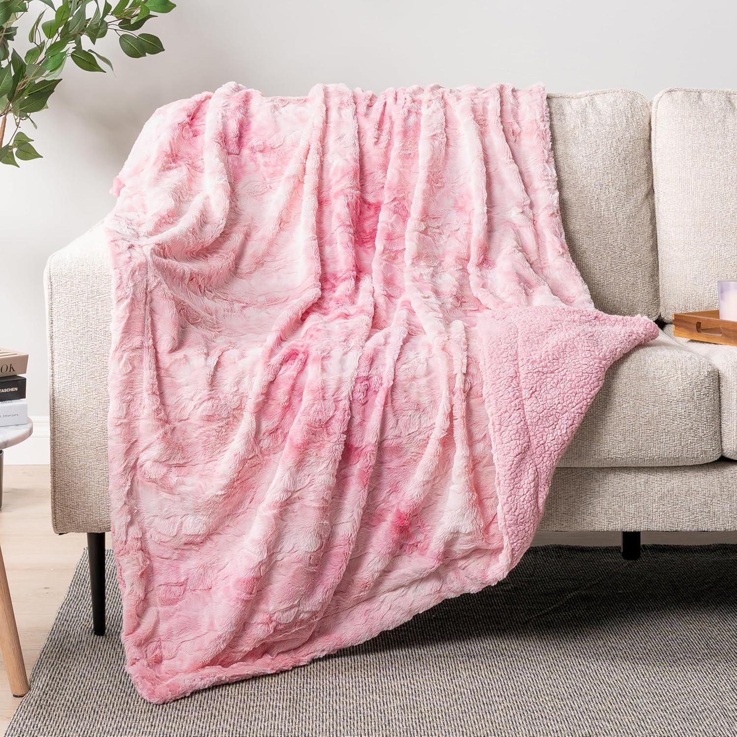 Beige Throw Pillow — 80" — Pink