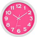 Battery Operated Modern Metal Wall Clock — 12" — Pink