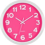 Battery Operated Modern Metal Wall Clock — 12" — Pink