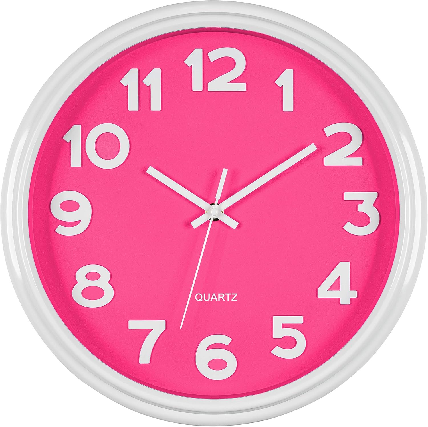 Battery Operated Modern Metal Wall Clock — 12" — Pink