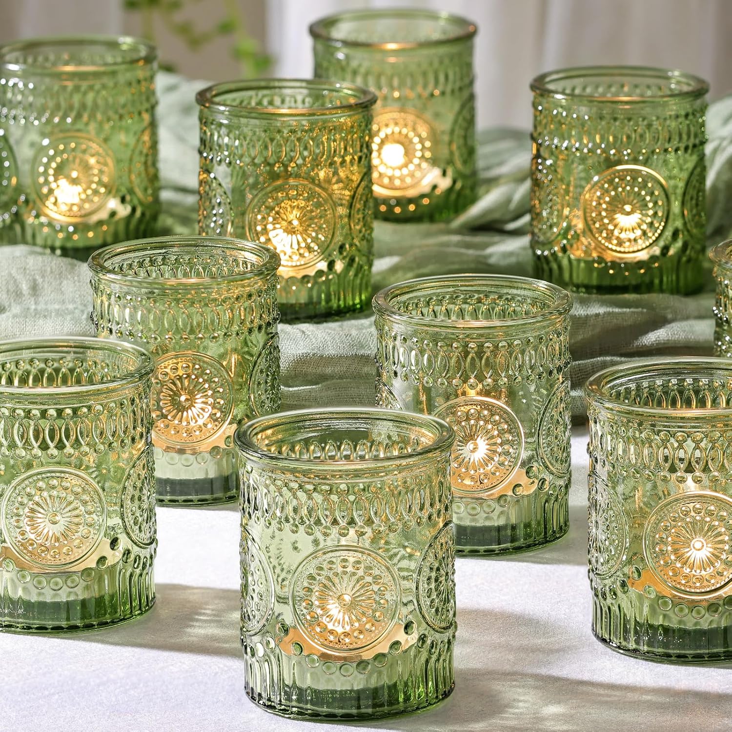 Vintage Blue Candle — Green