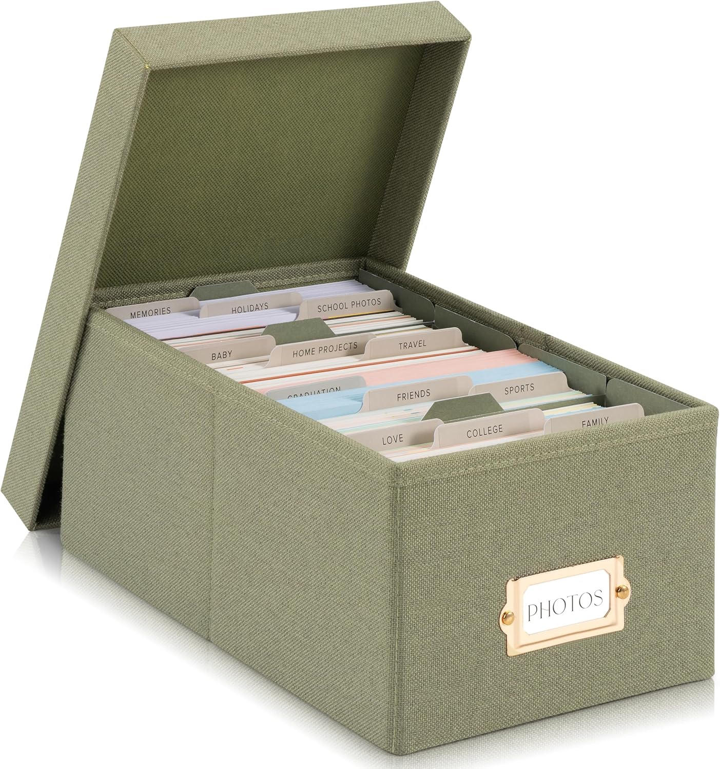Linen Beige Storage Basket — 4x6 — Sage