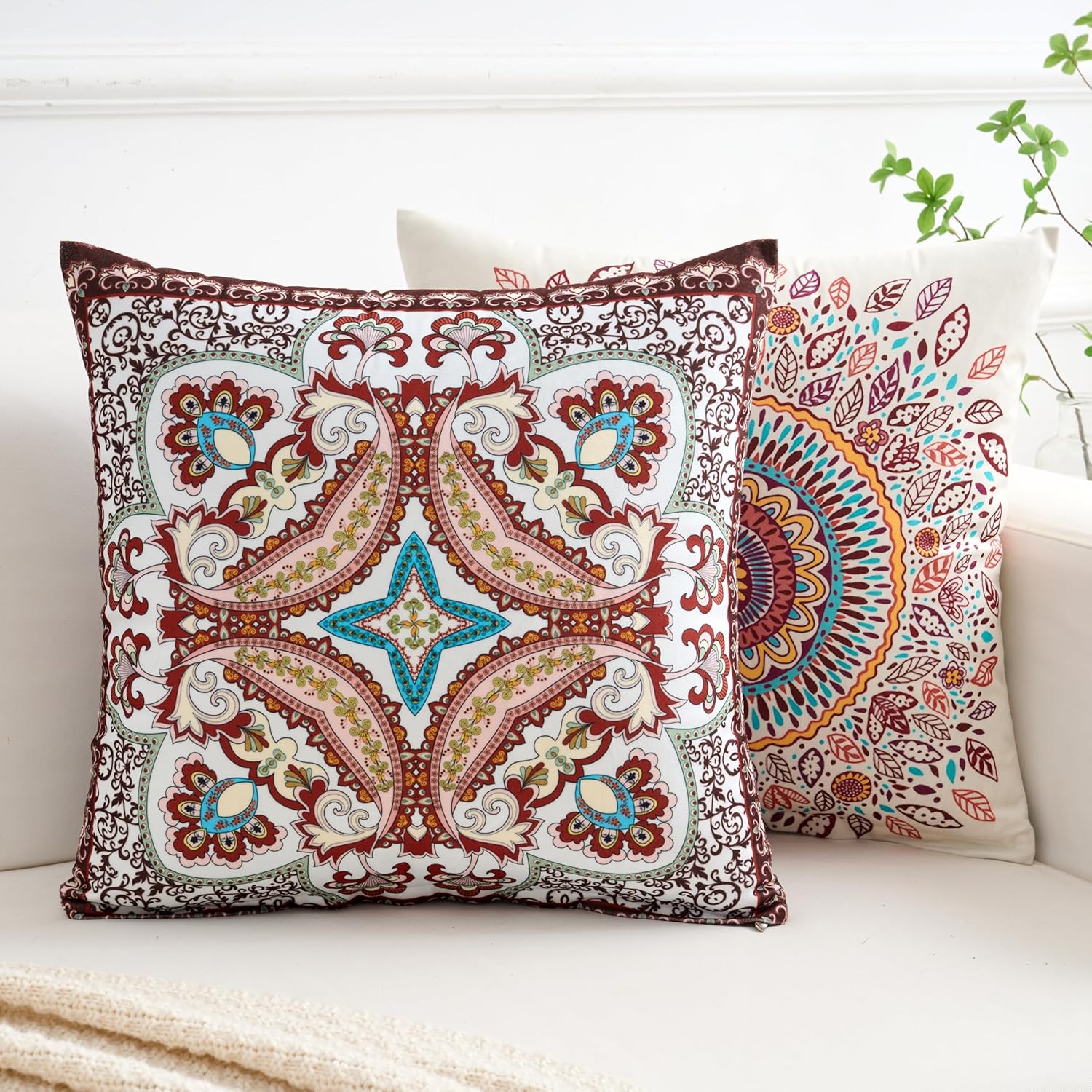 Velvet Boho Blue Throw Pillow Cover — 18" - View 5