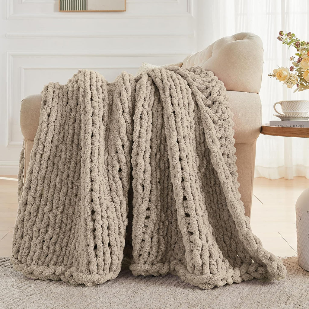 Knit Boho Beige Throw Pillow — 50" - View 5