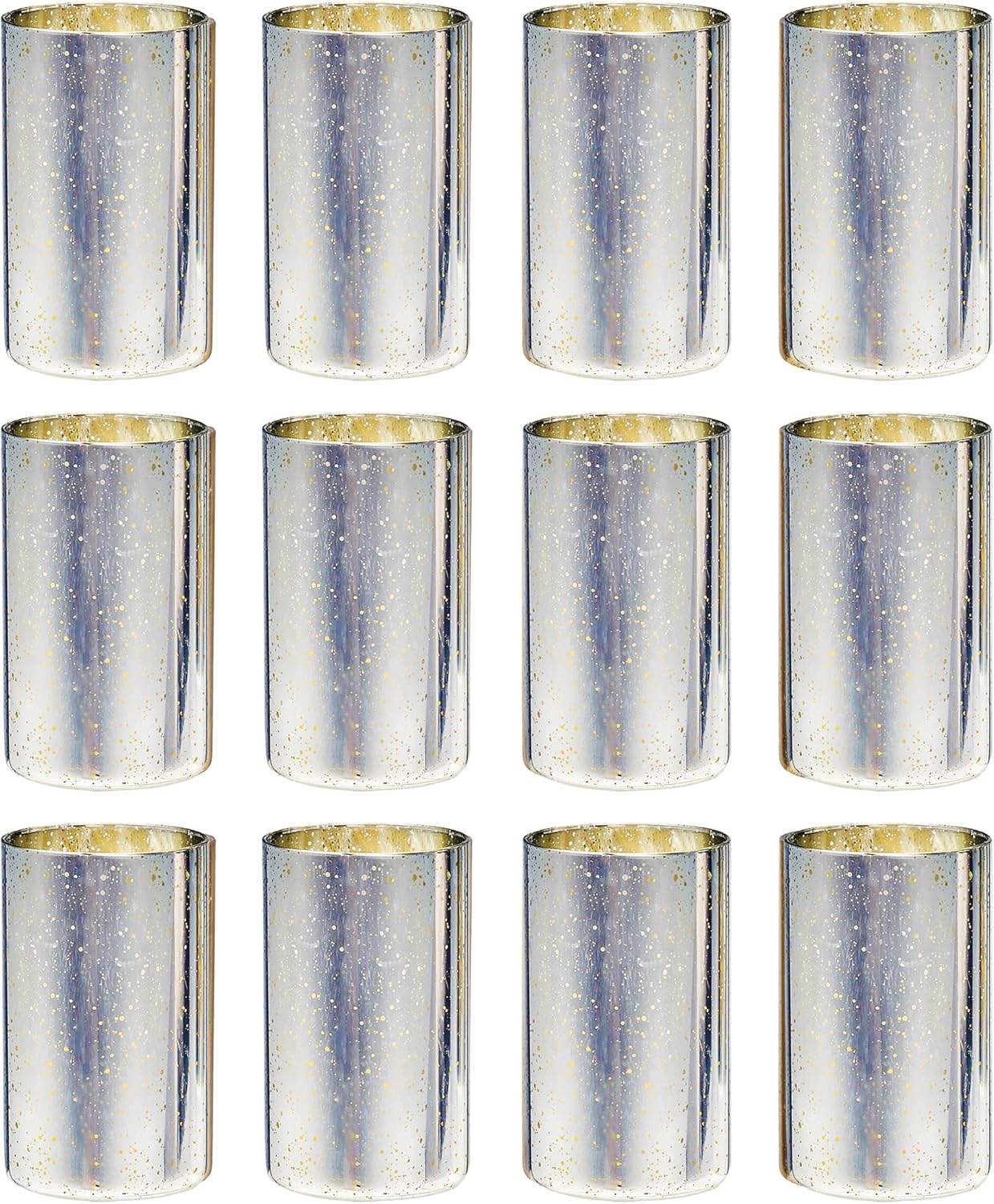 Luxe Gold Pillar Candle — Set of 12 — Silver