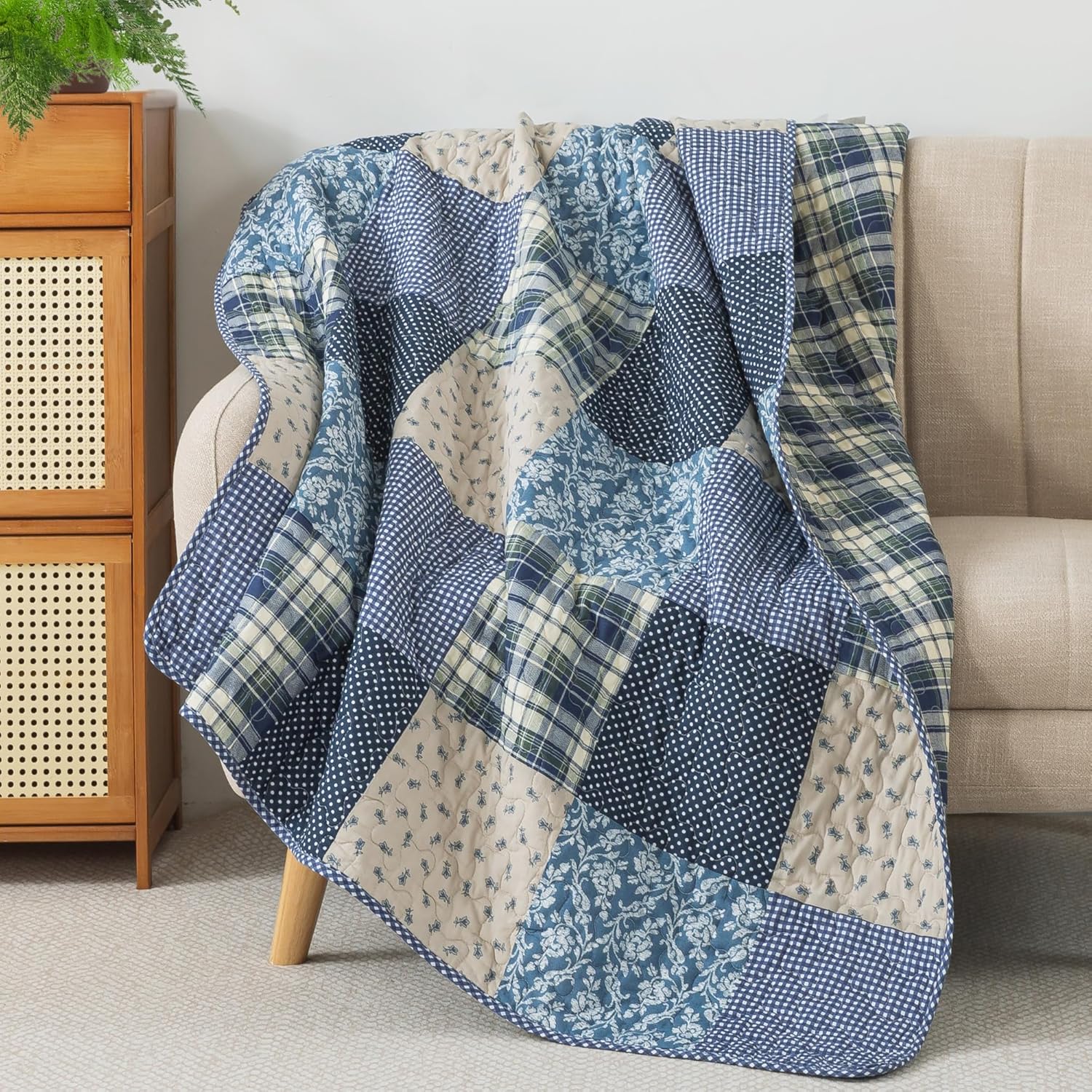 Farmhouse Blue Throw Pillow — 50" — Blue Symphony