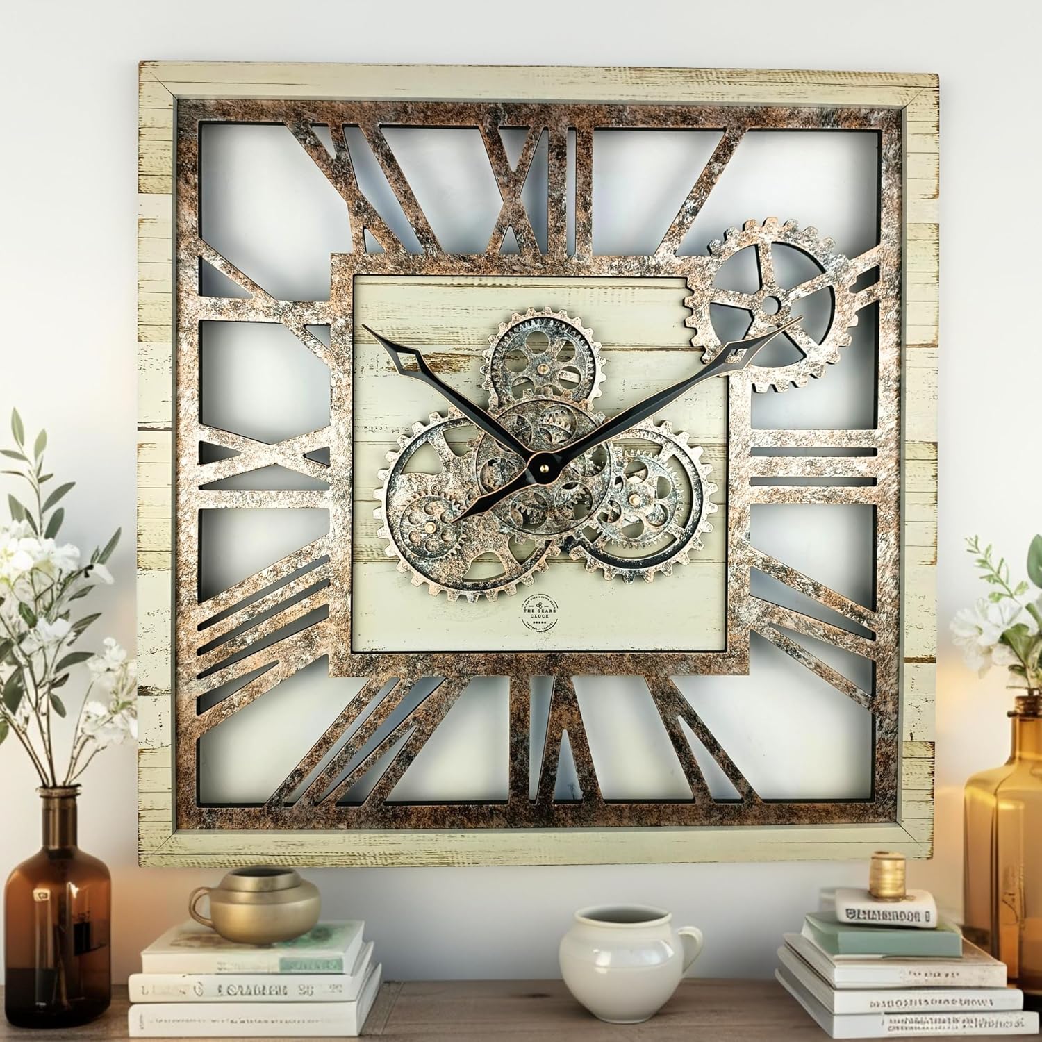 Oversized Farmhouse Beige Wall Clock — 24" — Desert Beige