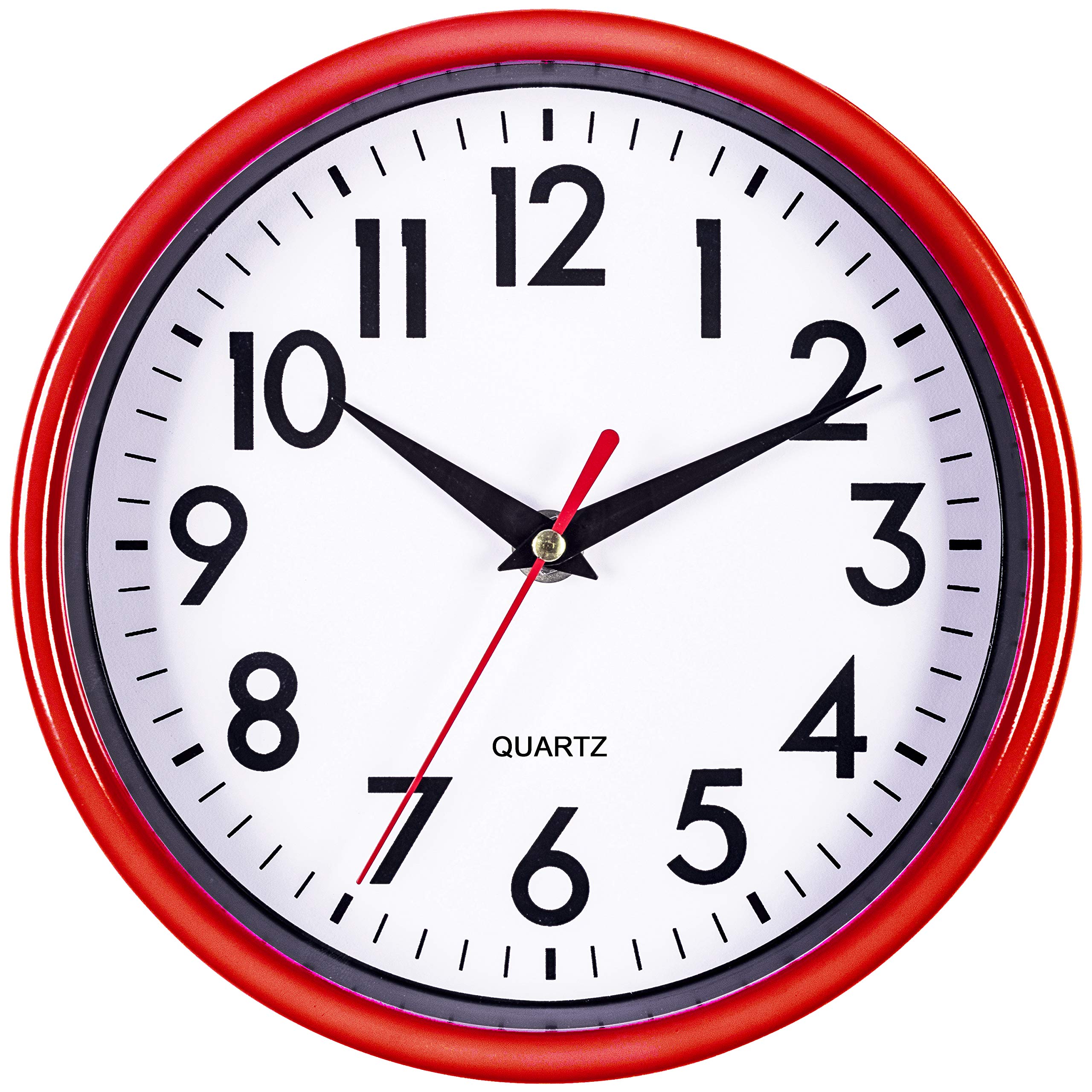 Battery Operated Mid-Century Black Wall Clock — 8"