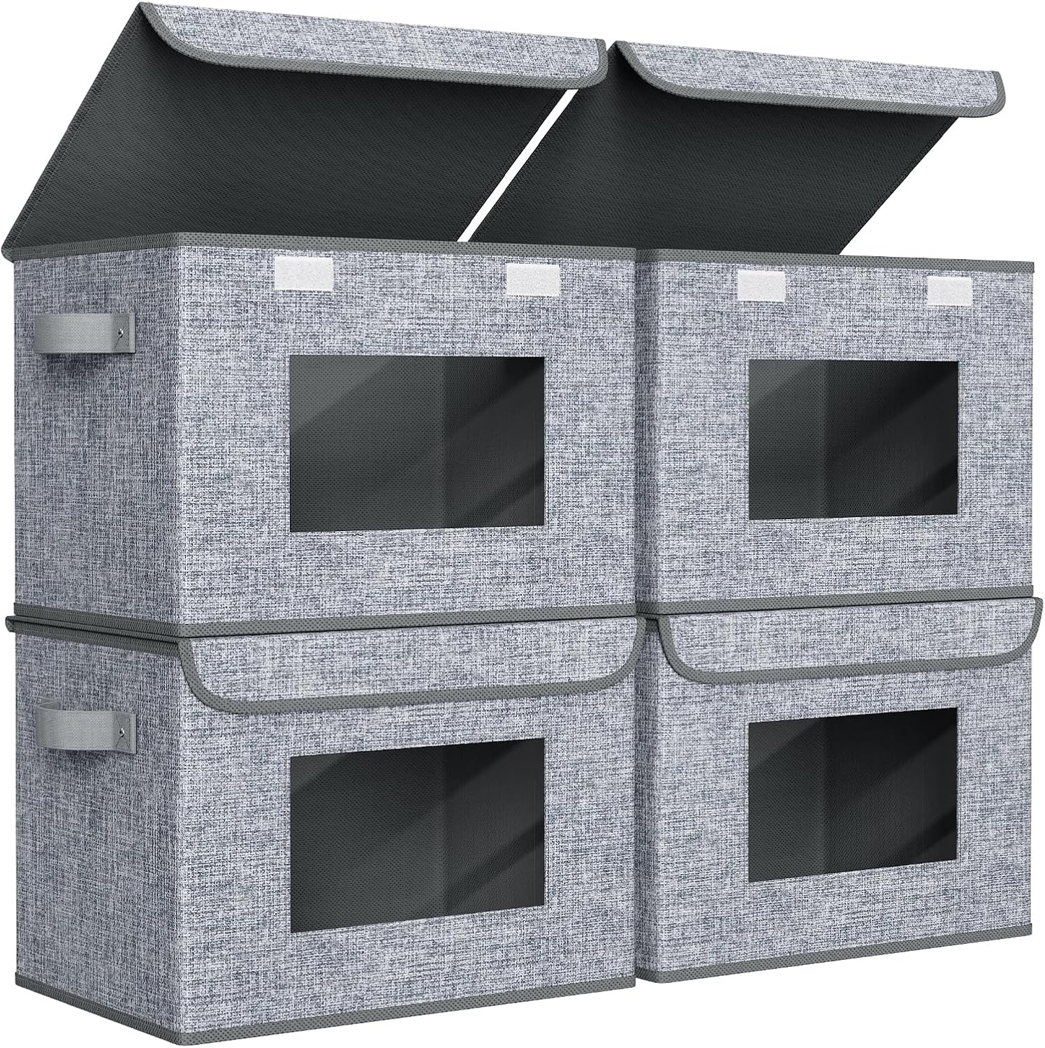 Beige Storage Bin — 12" — Grey Pattern