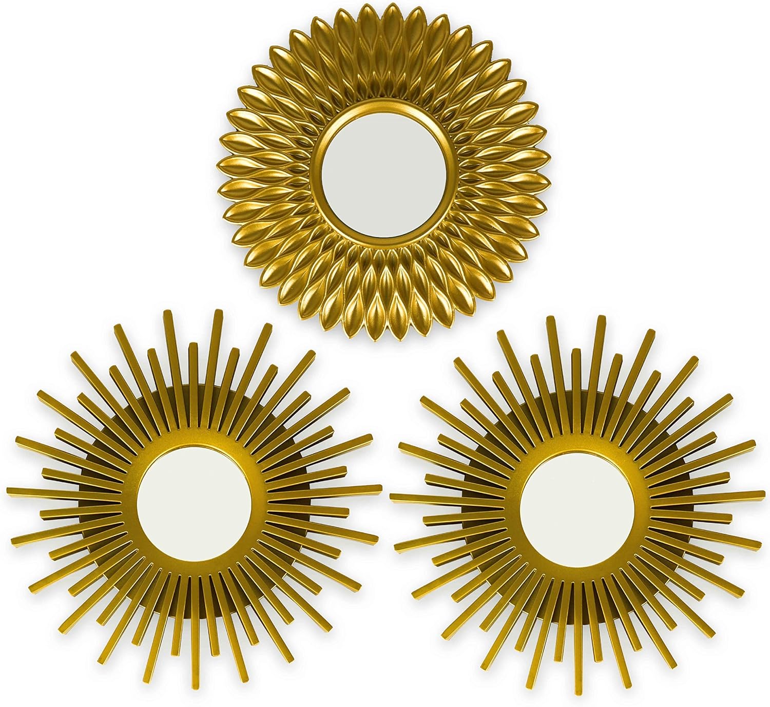 Round Luxe Gold Wall Mirror — Set of 3 — Gold