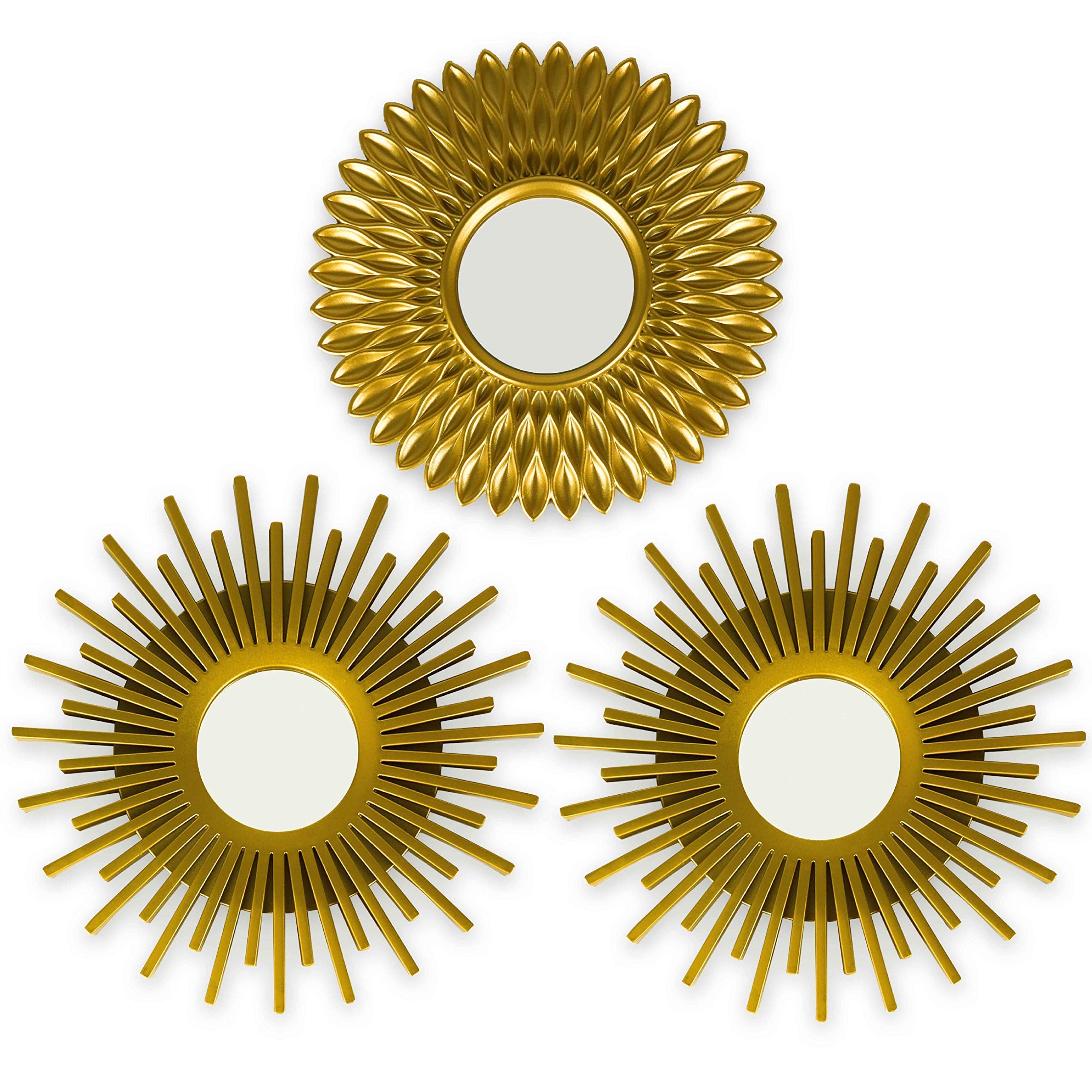 Round Luxe Gold Wall Mirror — Set of 3
