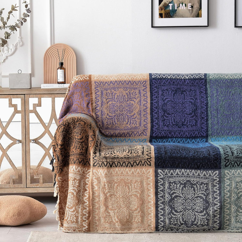Chenille Boho Black Throw Pillow — 60" - View 3