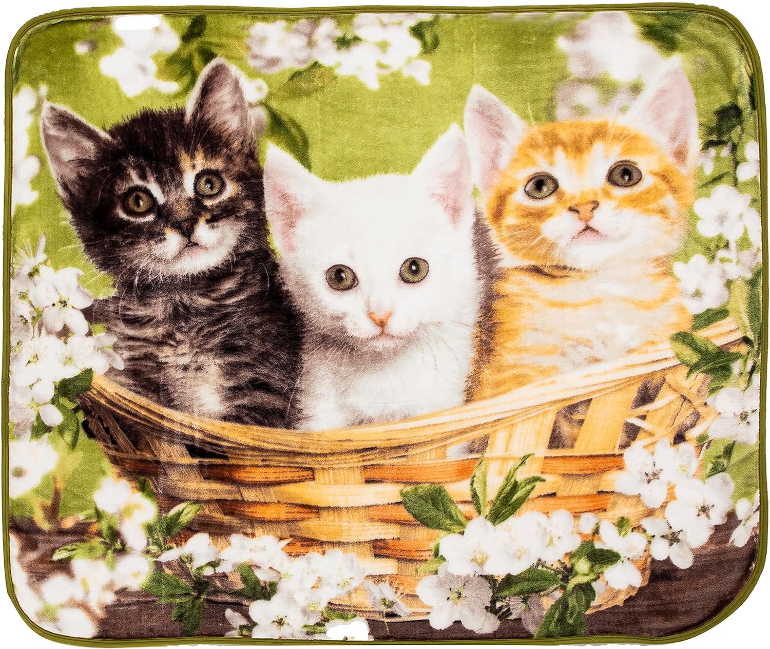 White Throw Pillow — 50" — Basket of Kittens