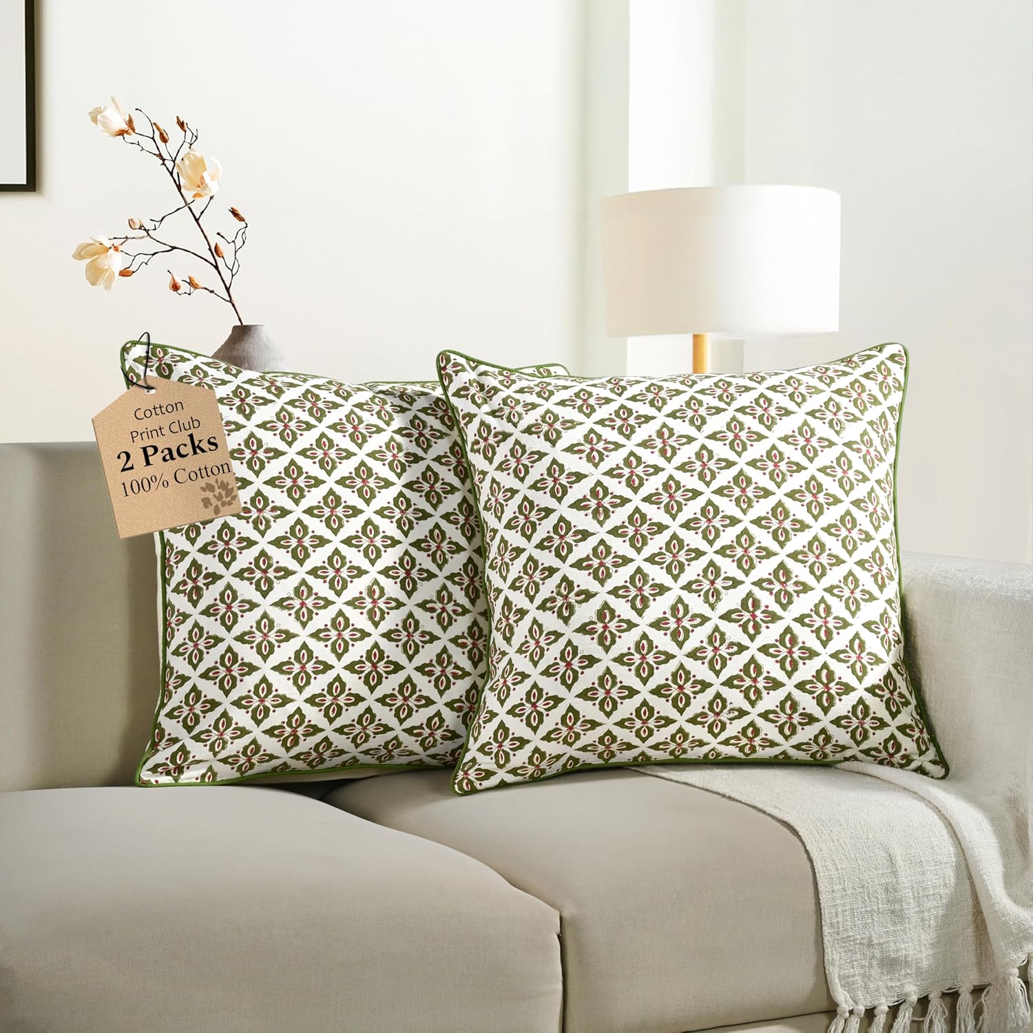 Boho Beige Cushion Cover — 20" — 18" x 18" (Pack of 2)