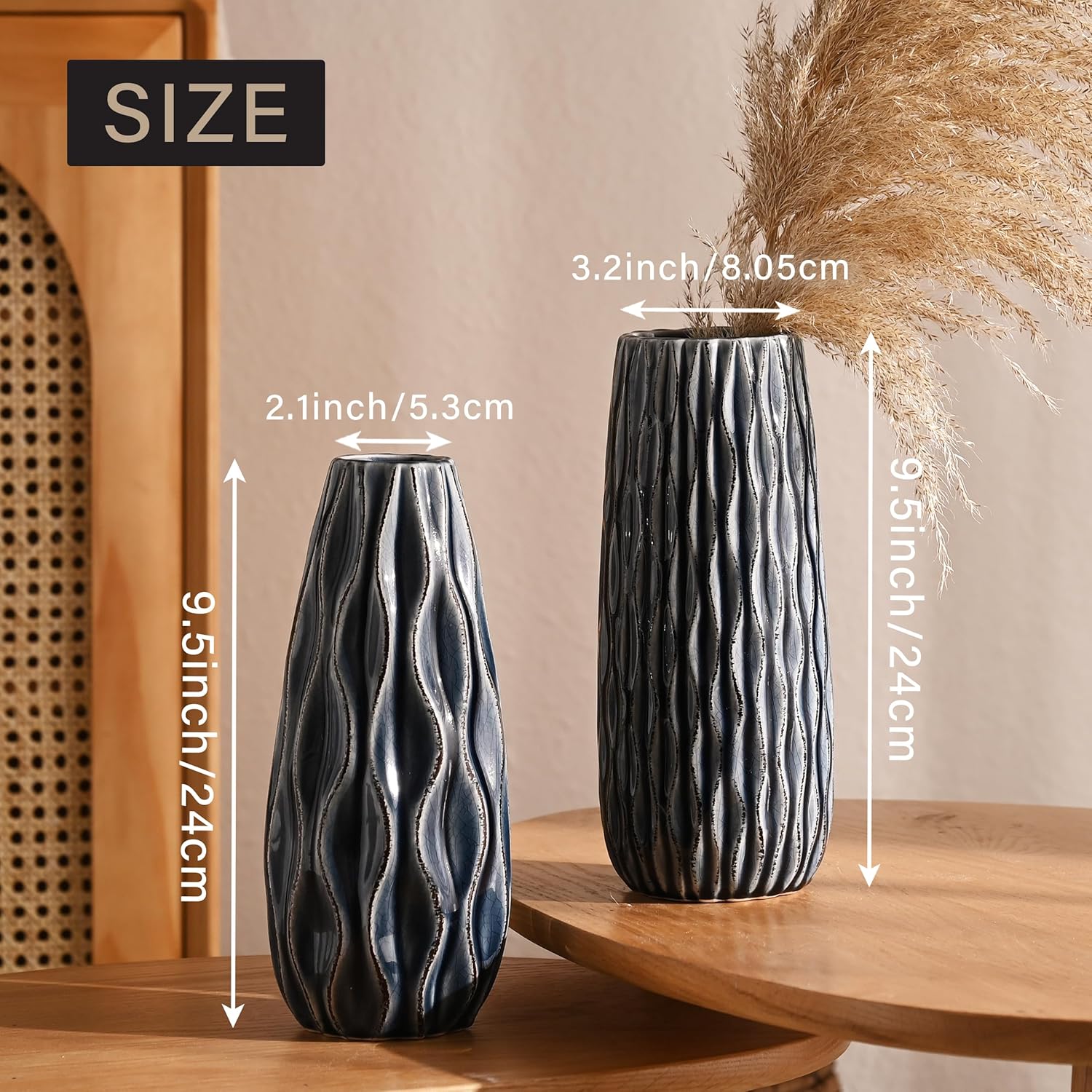 Farmhouse Blue Vase — 10" - View 4