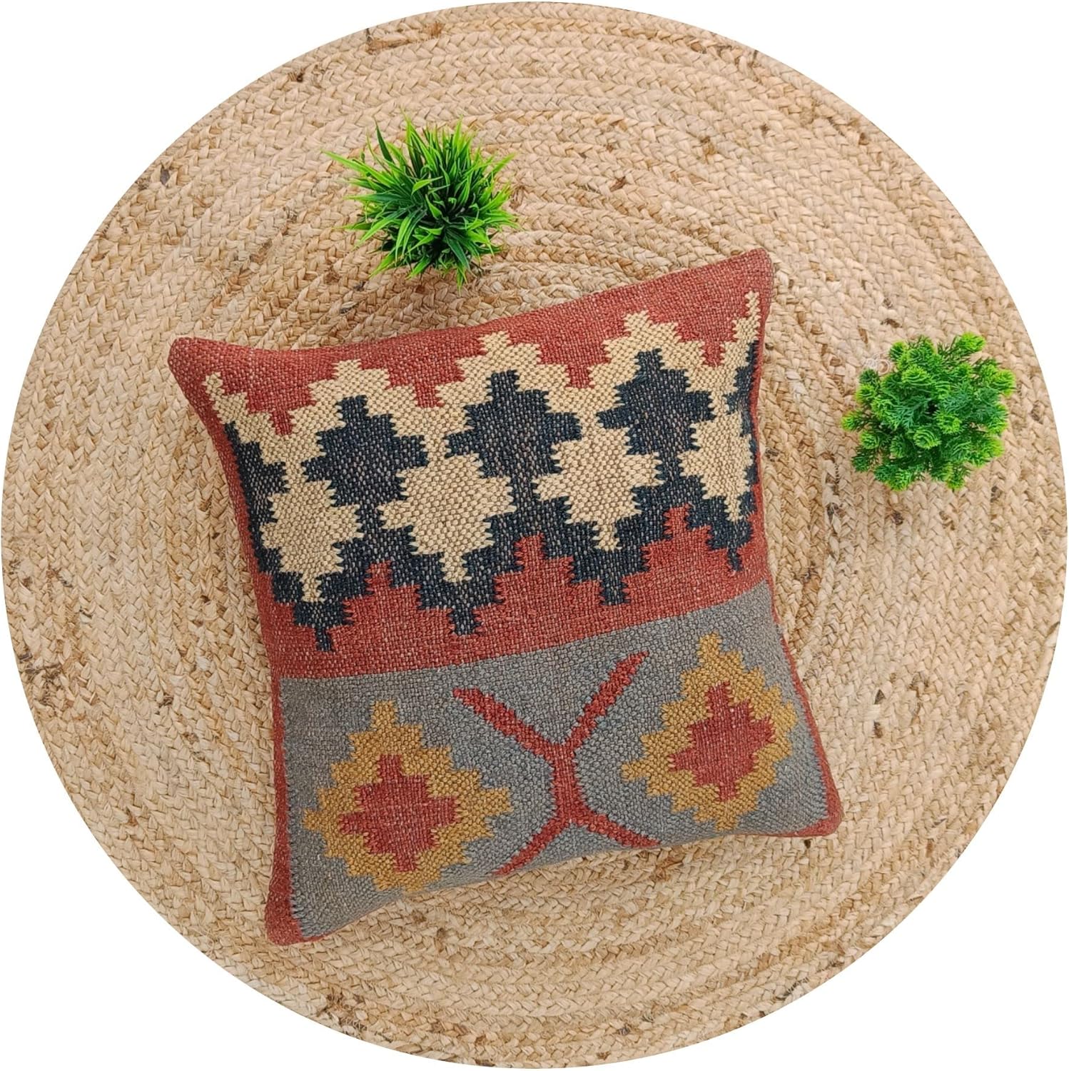 Handwoven Boho Fabric Pillow Cover - View 4