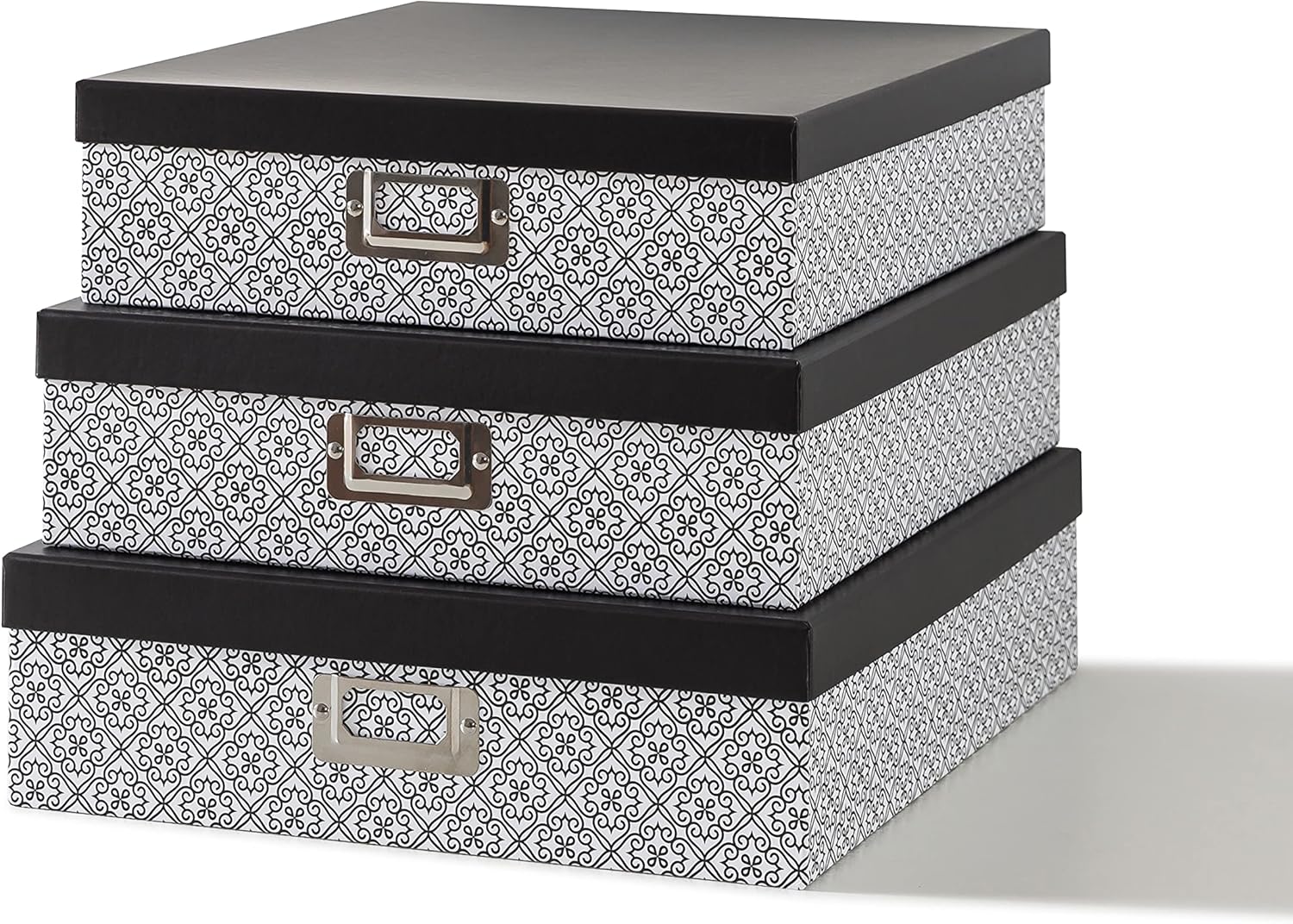 Black Storage Basket — Set of 3 — Black and White Ornament