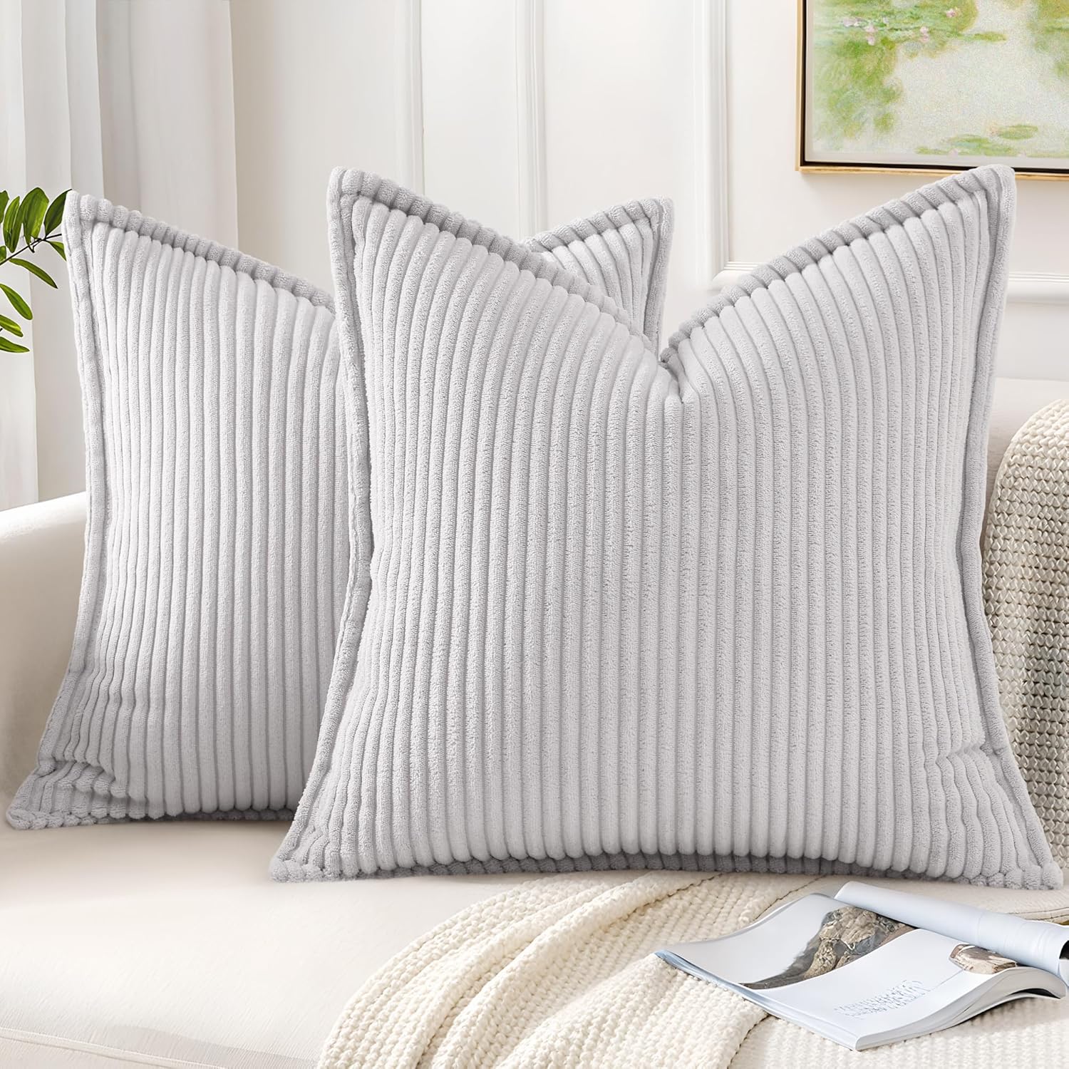 Boho Beige Throw Pillow Cover — 18" — Grey