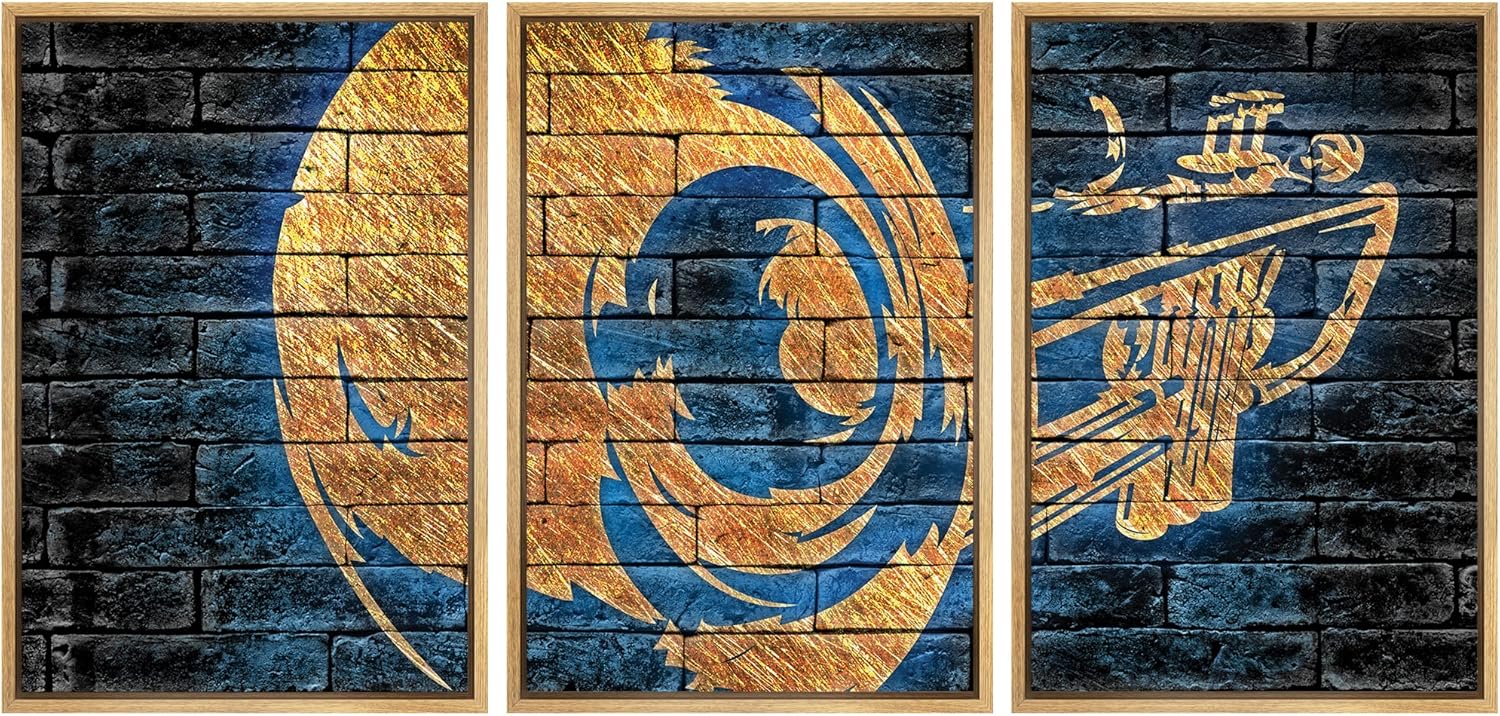 Framed Fabric Wall Art — 16" — 24" x 36" x 3 Panels NATURAL