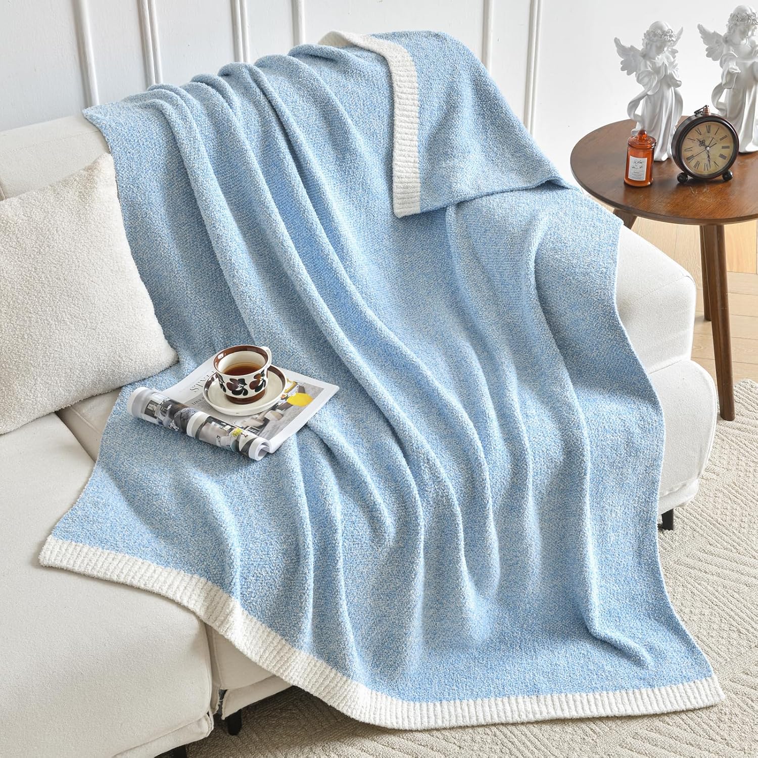 Knit Beige Throw Pillow — 50" - View 2