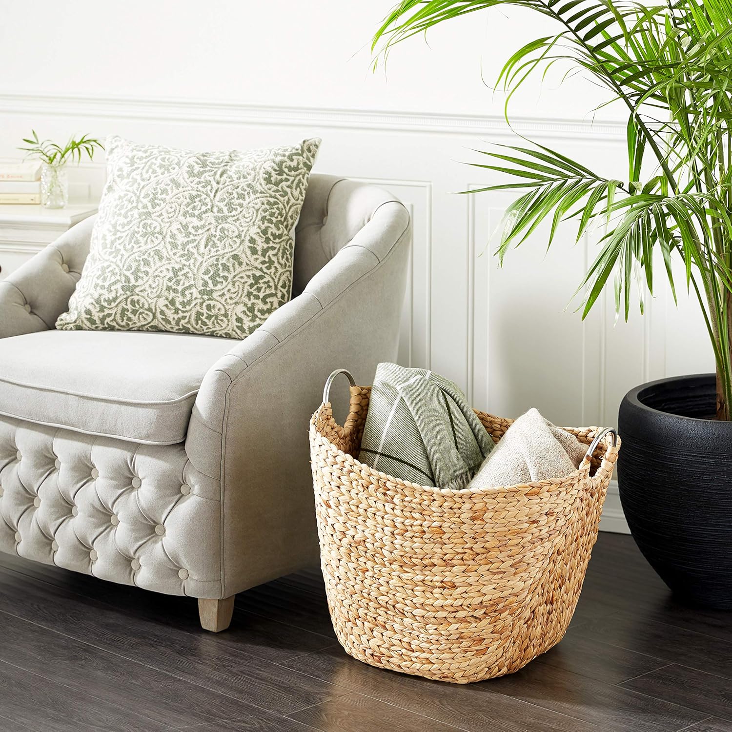 Boho Brown Woven Basket — 21" - View 2
