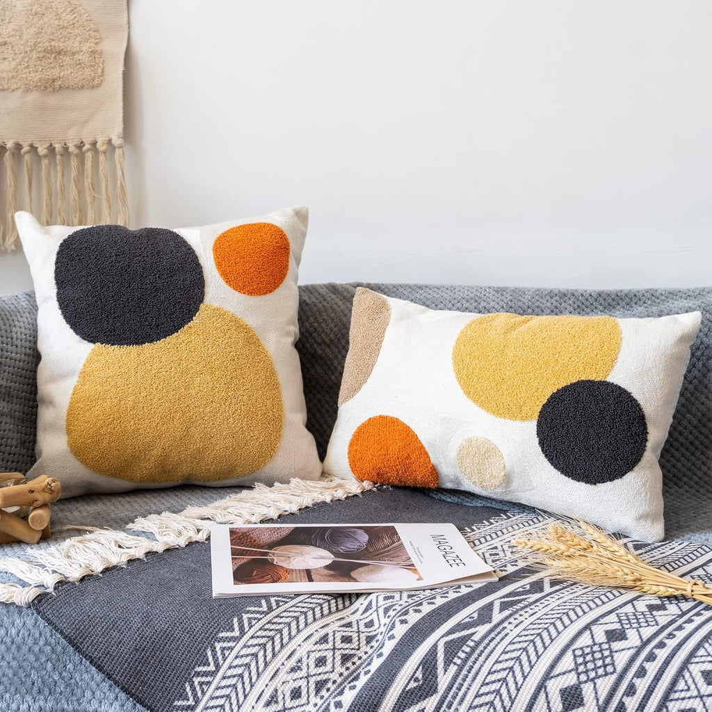 Tufted Boho Fabric Throw Pillow Cover — 20" - View 2