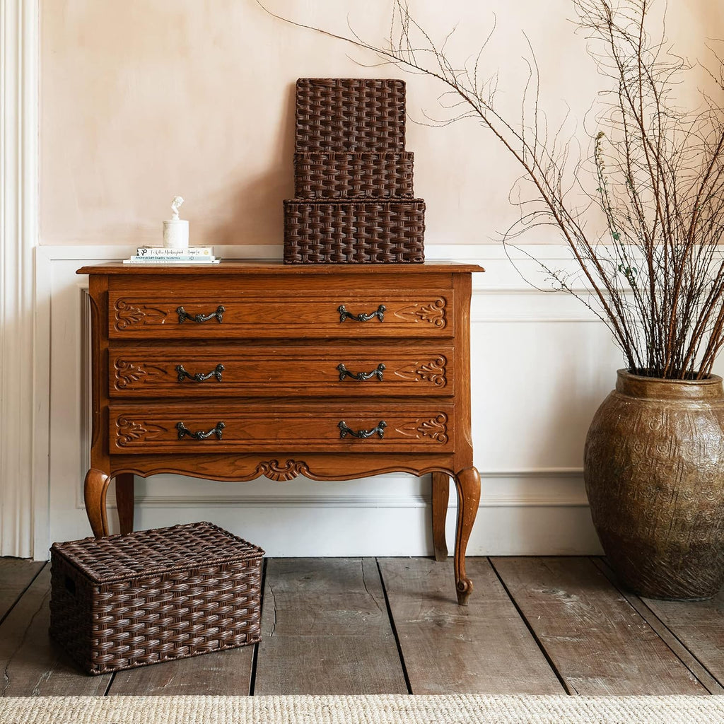 Boho Brown Woven Basket — Set of 3 - View 3
