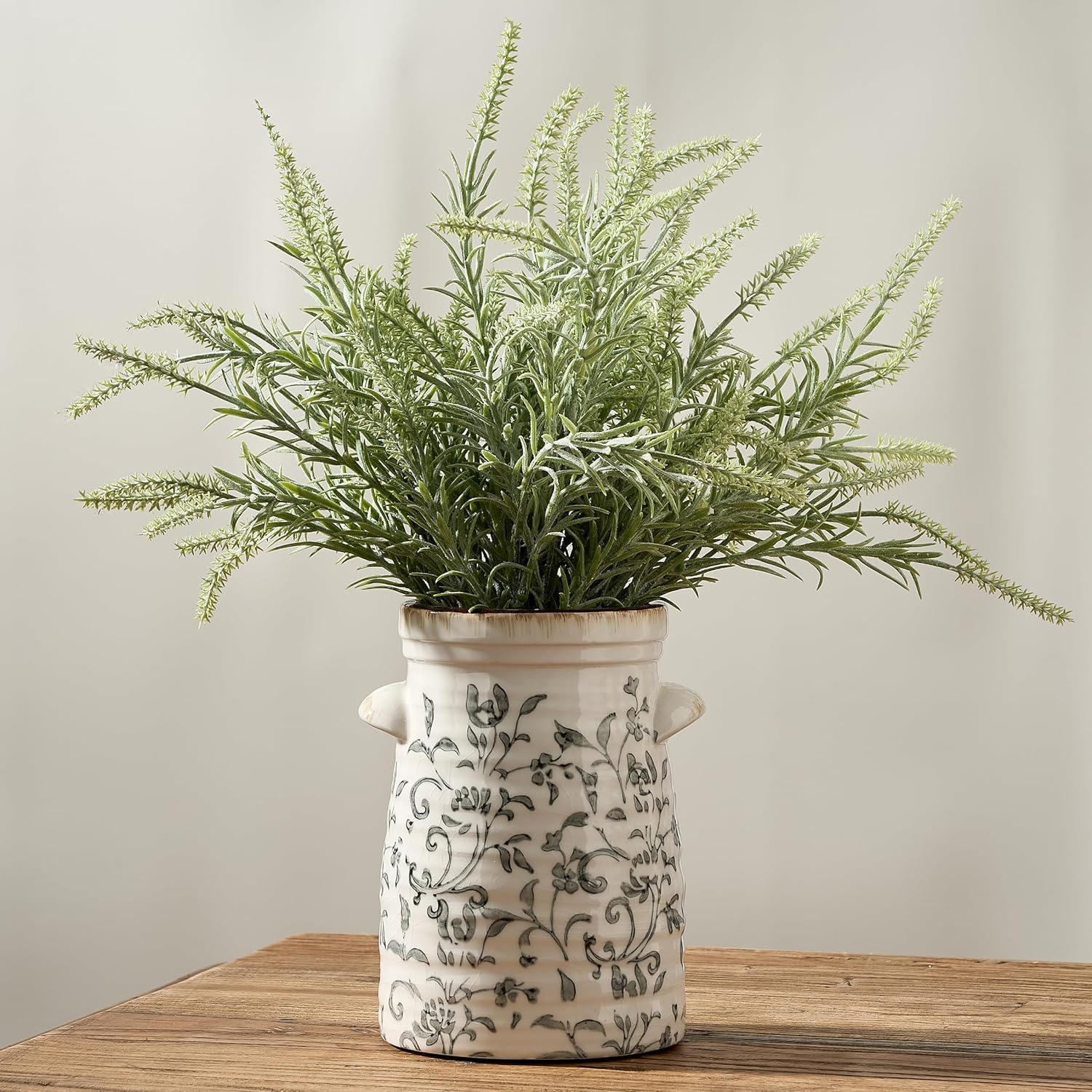 Farmhouse Beige Flower Vase — 8" — 17323l-gray and White