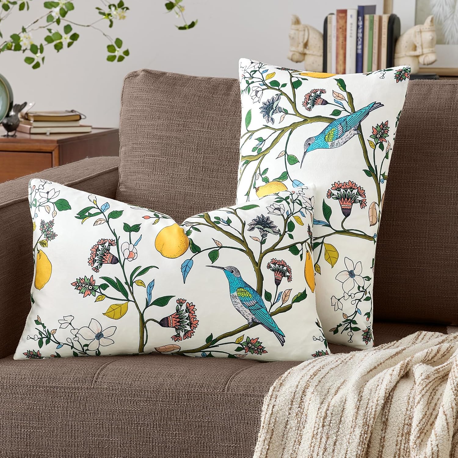 Velvet Boho Beige Pillow Cover — 20" — White