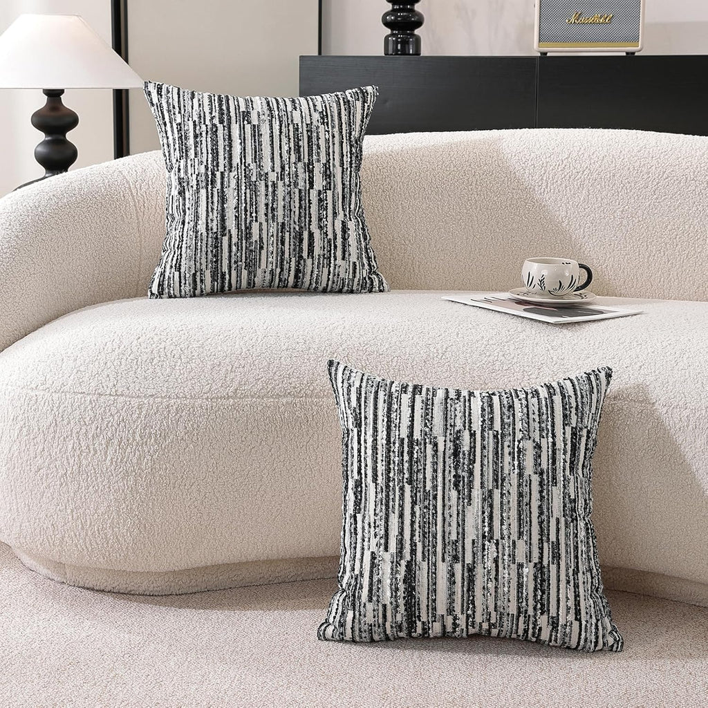 Chenille Boho Beige Throw Pillow Cover — 18" - View 3