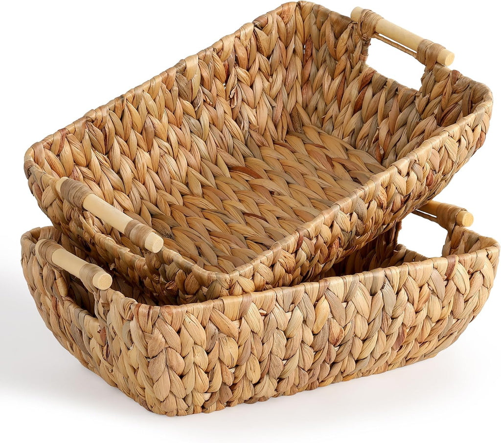 Boho Rattan Woven Basket — Medium
