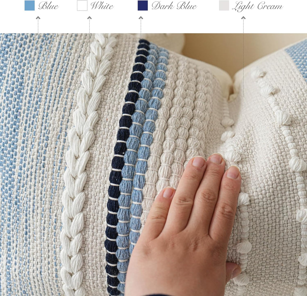Lumbar Boho Blue Pillow Cover — 36" - View 3