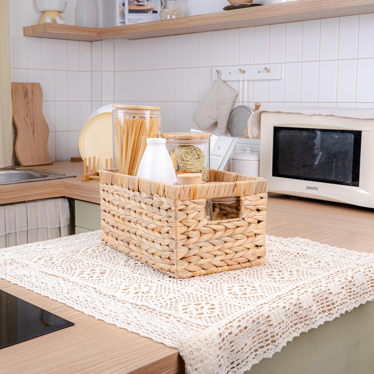 Handwoven Boho Beige Storage Basket — Set of 6 - View 5