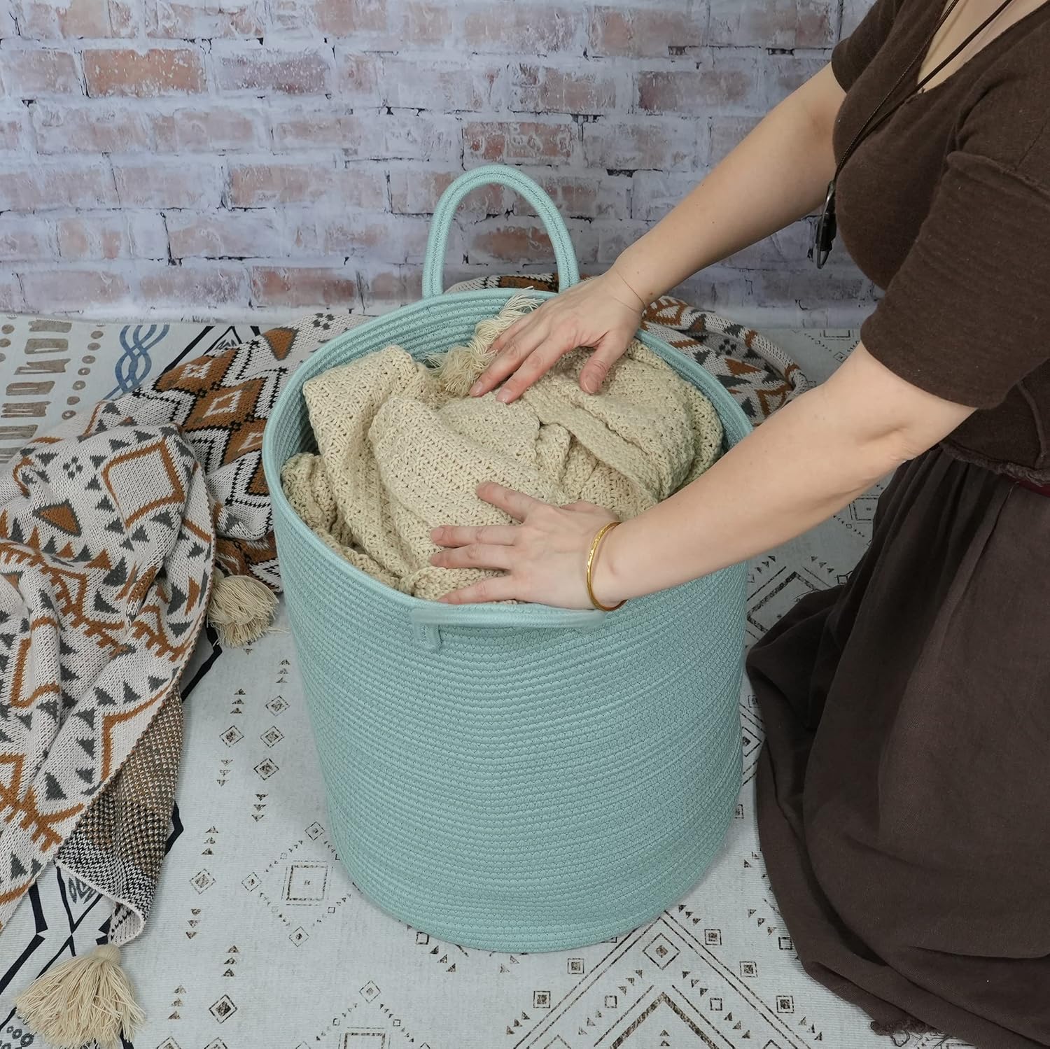 Boho Beige Throw Pillow - View 3
