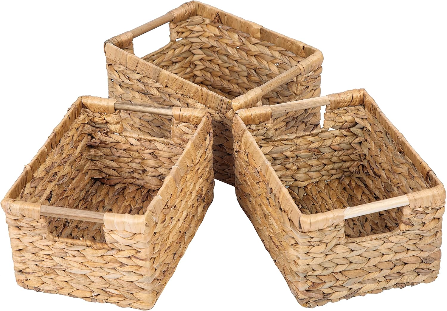 Rectangular Beige Basket — 14.5" — Water Hyacinth