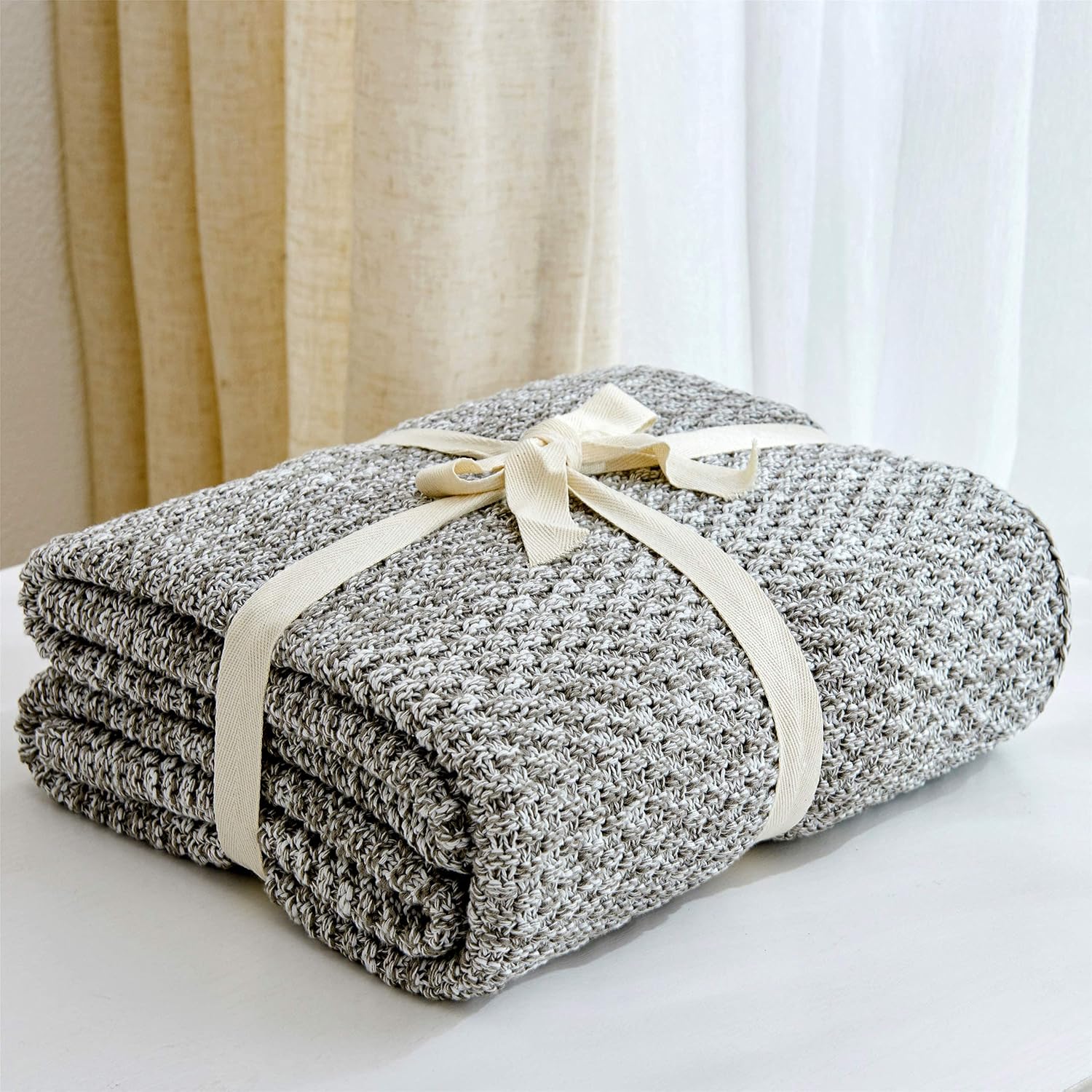 Oversized Beige Throw Pillow — 60" - View 7