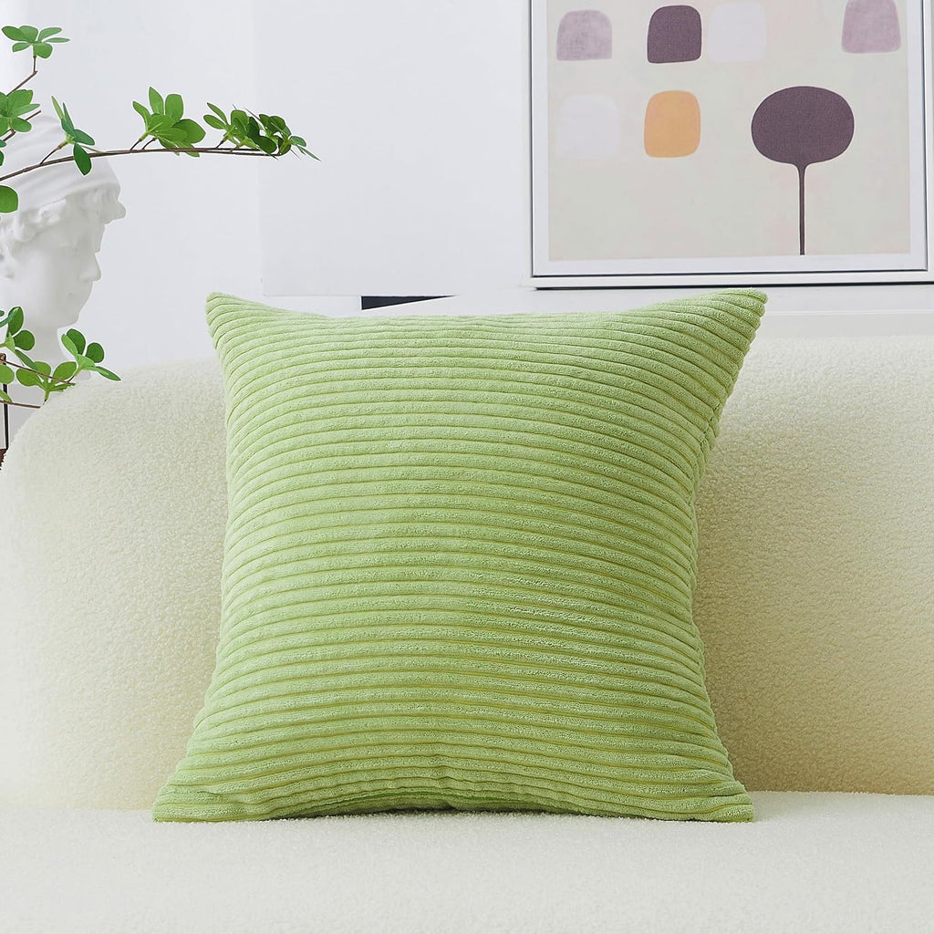 Boho Beige Throw Pillow Cover — 20" — Apple Green