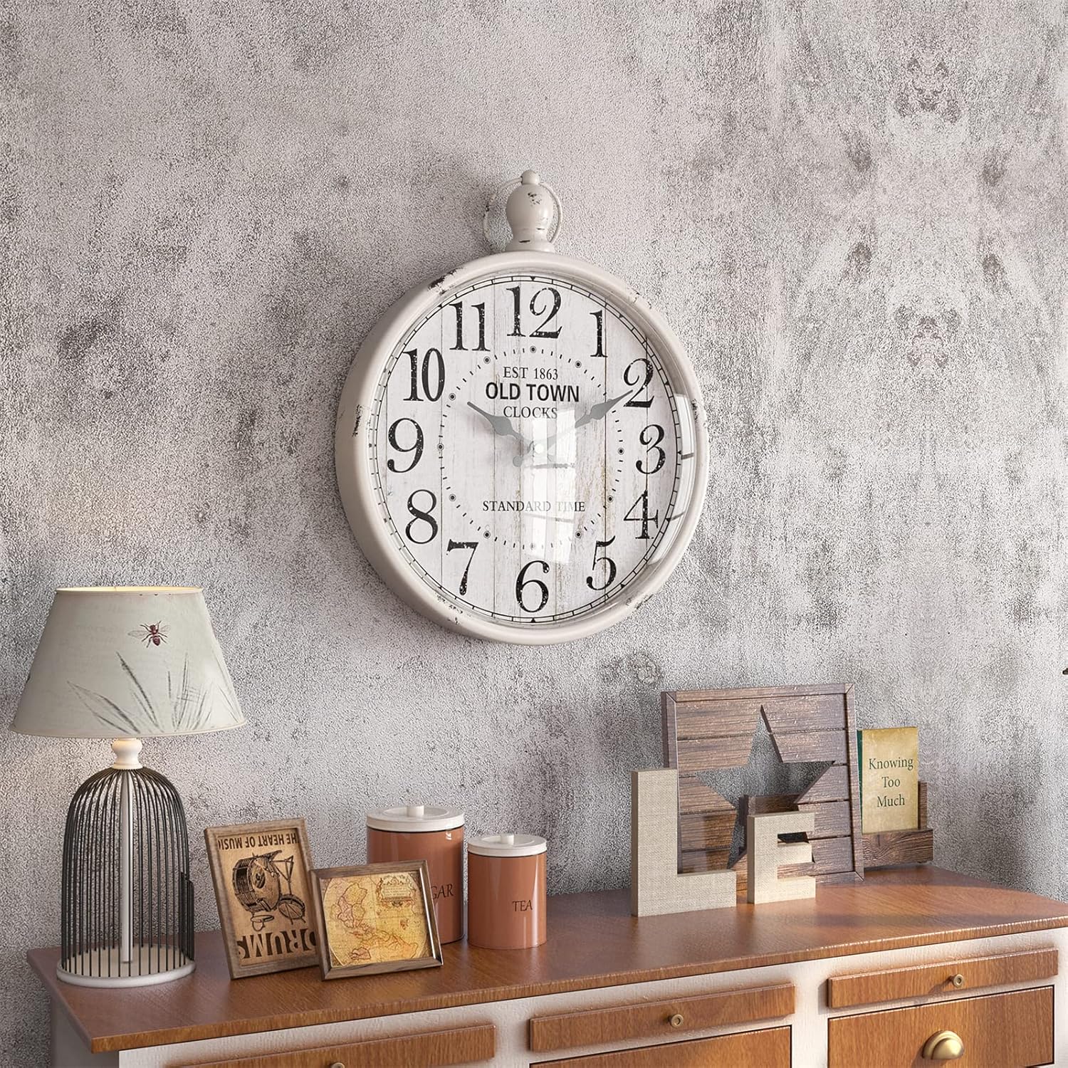 Battery Operated Farmhouse Black Wall Clock — 11.8" - View 5
