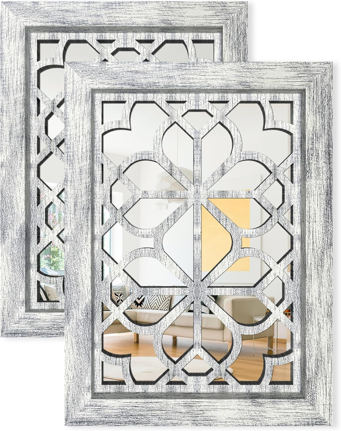 Vintage Boho Brown Wall Mirror — 12" — Grey