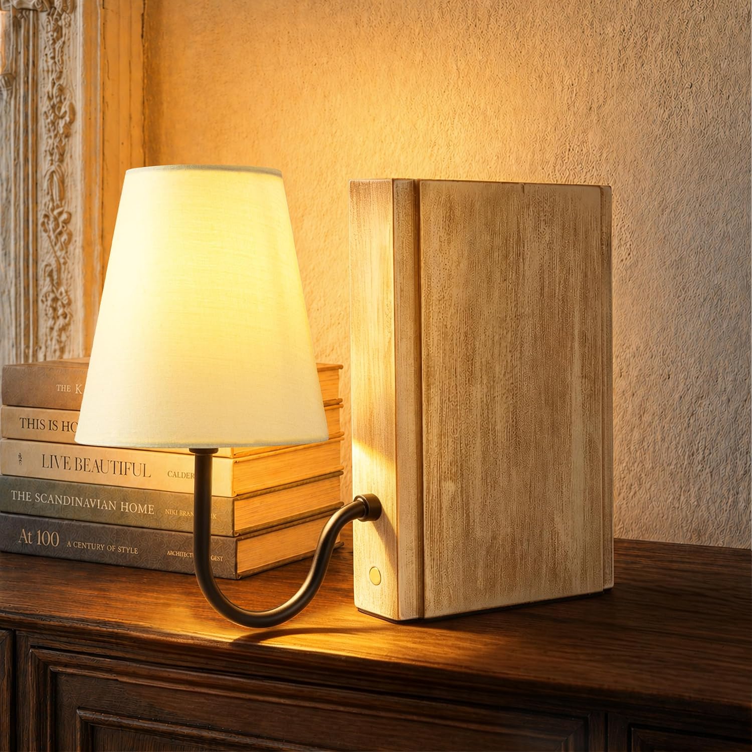 Cordless Modern Beige Table Lamp — Natural
