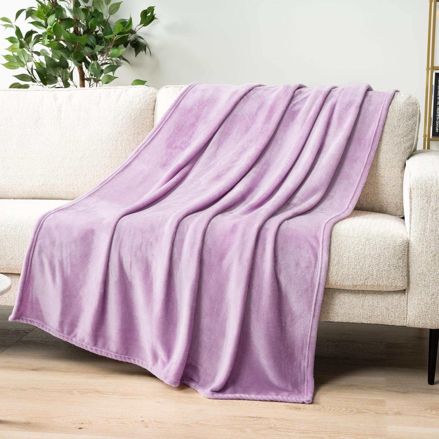 Beige Throw Pillow — 60" — Lavender Purple