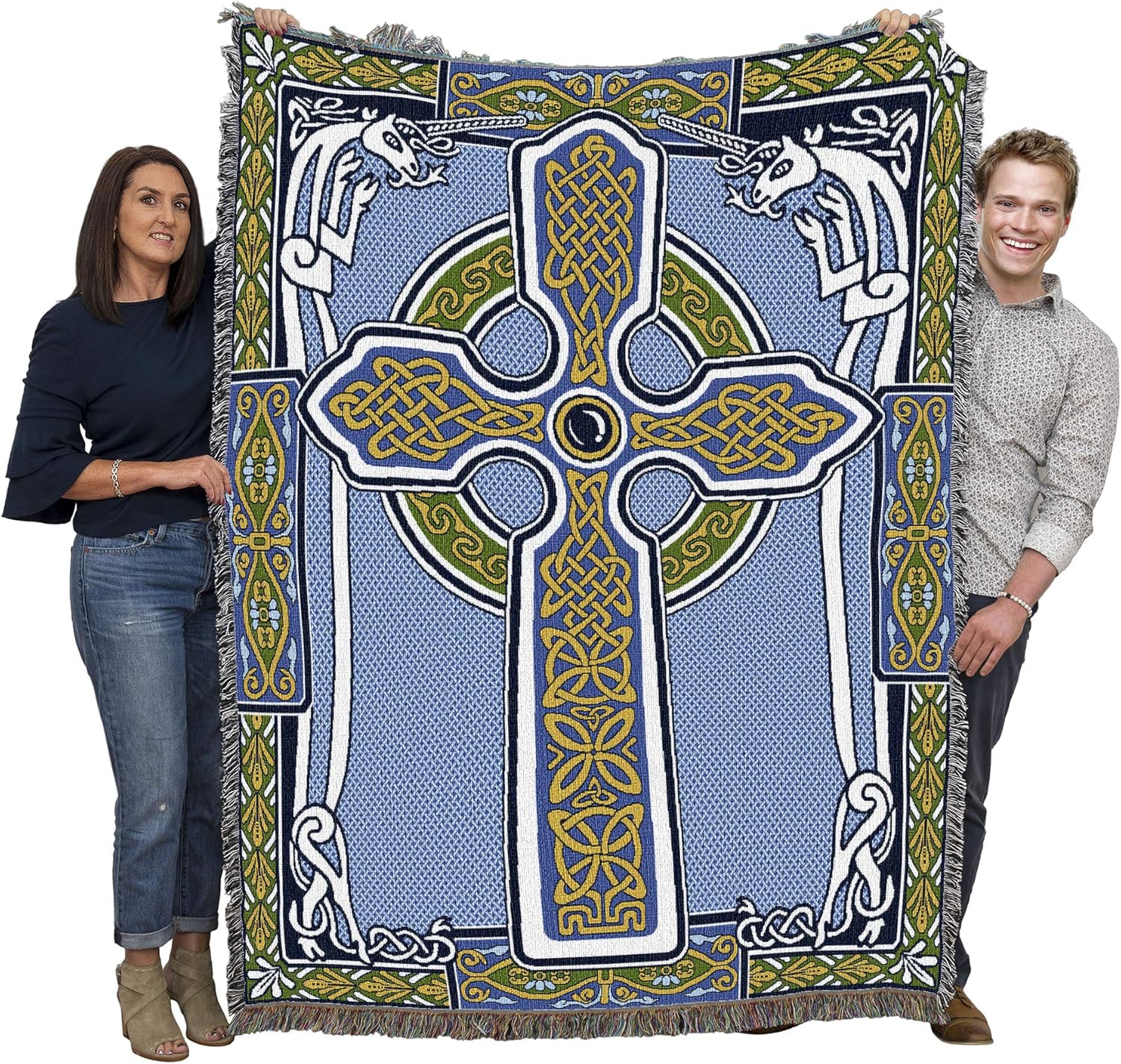 Boho Blue Wall Art — 72x54 — Unicorn Blue & Green